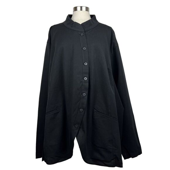 Universal Standard Willa Jacket 4XL Womens New Black Curved Twill Button Front - Picture 1 of 10
